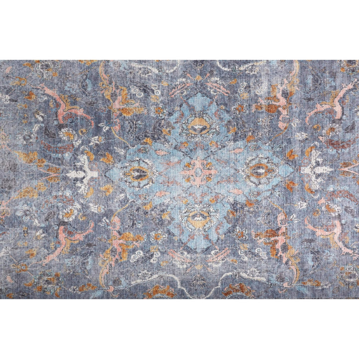 2 X 3 Blue Gray And Orange Floral Area Rug Image 4