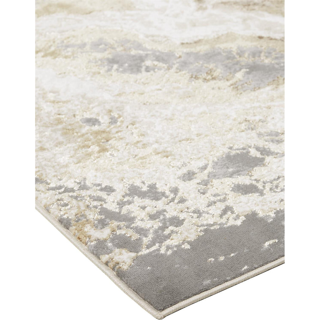 2 X 3 Ivory Silver And Gold Abstract Stain Resistant Area Rug Image 3