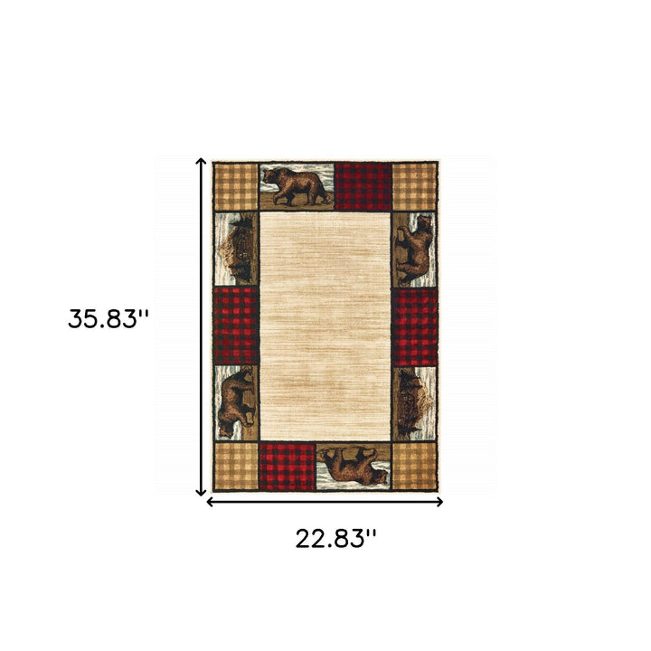 2 X 3 Ivory Southwestern Power Loom Stain Resistant Area Rug Image 4