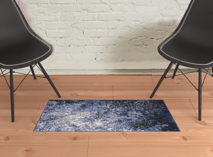 2 X 3 Light Blue Abstract Power Loom Distressed Area Rug Image 2