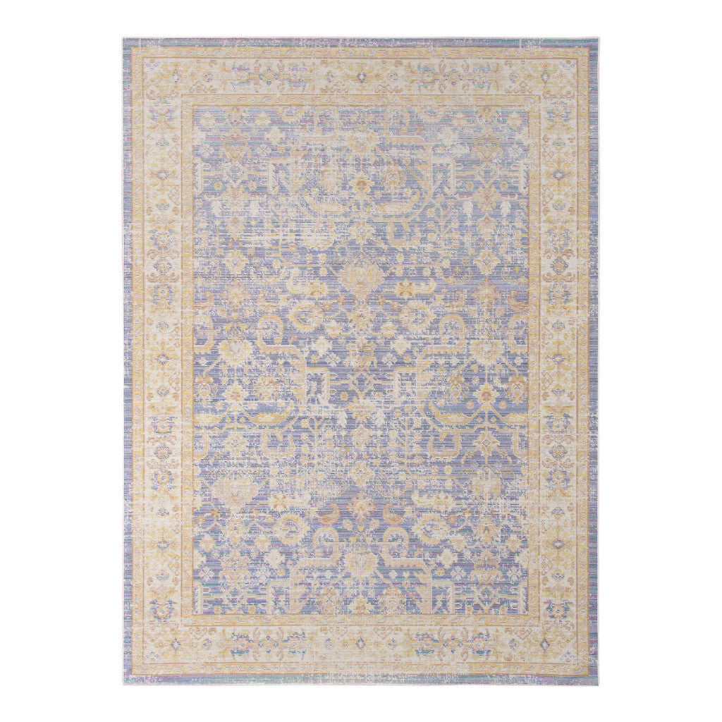 2 x 3 Purple and Ivory Oriental Power Loom Distressed Area Rug Image 1