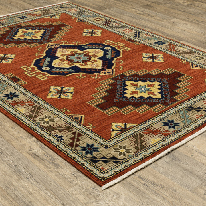 2 x 3 Red and Gold Oriental Power Loom Area Rug Image 3