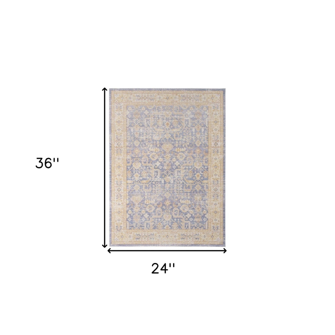 2 x 3 Purple and Ivory Oriental Power Loom Distressed Area Rug Image 8