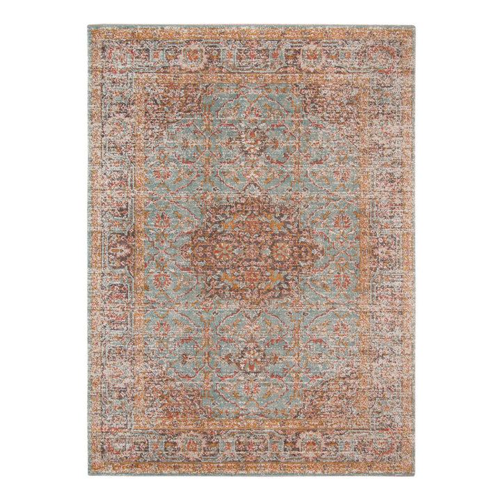 2 x 3 Sea Green Medallion Power Loom Area Rug With Fringe Image 1