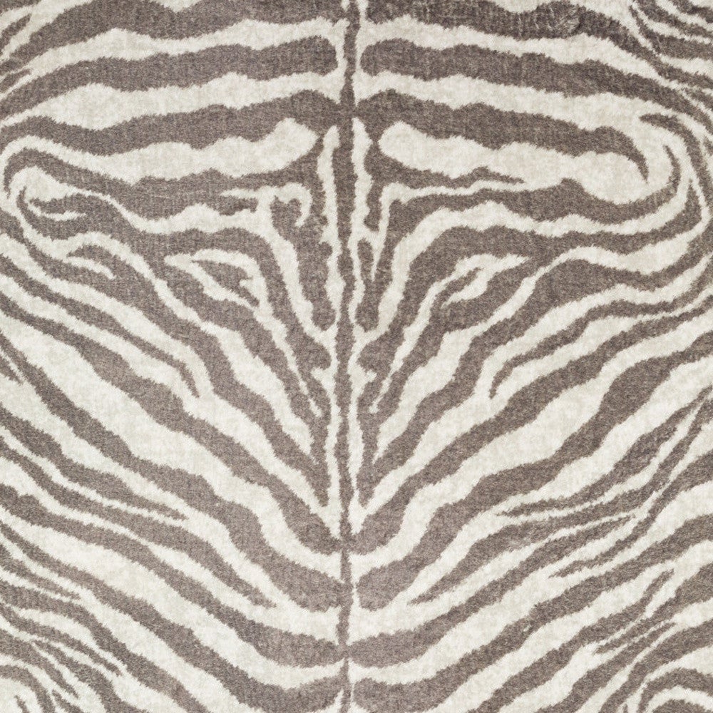 2 X 8 Mocha and Cream Zebra Print Shag Handmade Non Skid Runner Rug Image 9