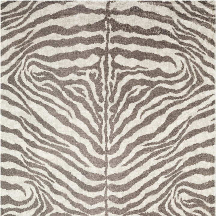 2 X 8 Mocha and Cream Zebra Print Shag Handmade Non Skid Runner Rug Image 10