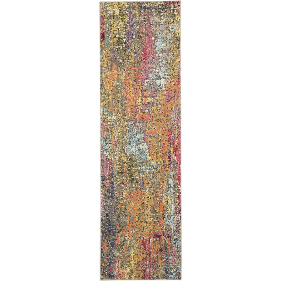 2 X 8 Sunset Abstract Power Loom Non Skid Runner Rug Image 1