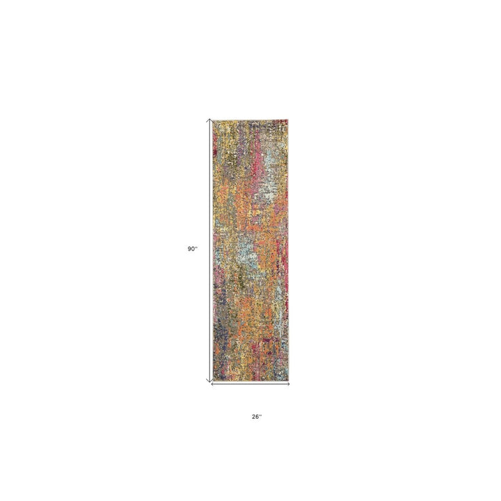 2 X 8 Sunset Abstract Power Loom Non Skid Runner Rug Image 5