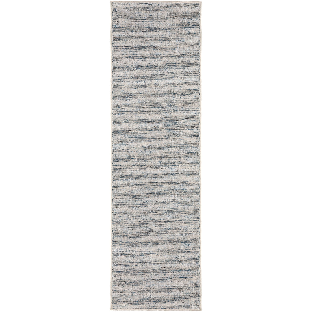 20 Blue and Ivory Wool Hand Loomed Runner Rug Image 2