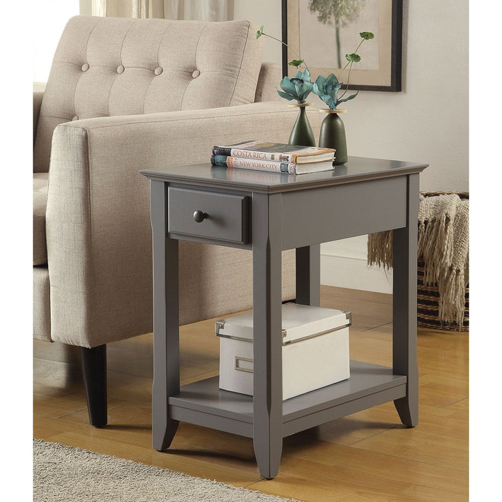 23" White Solid and Manufactured Wood End Table With Drawer And Shelf Image 3