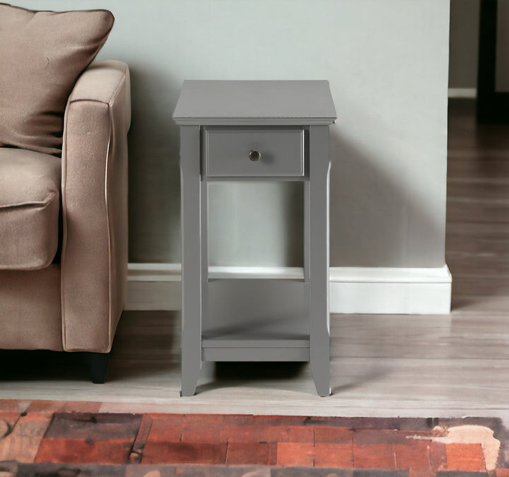 23" White Solid and Manufactured Wood End Table With Drawer And Shelf Image 4