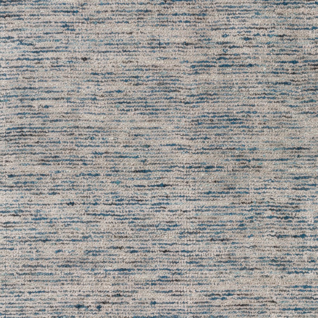 20 Blue and Ivory Wool Hand Loomed Runner Rug Image 11