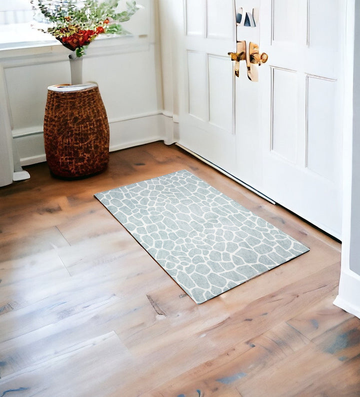 3 X 5 Gray and Ivory Animal Print Handmade Non Skid Area Rug Image 1