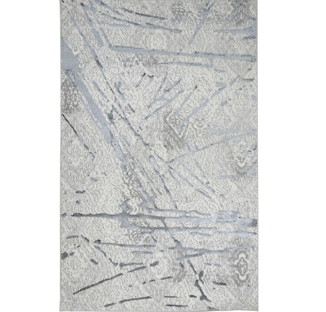 3 X 5 Gray and Silver Abstract Area Rug Image 1