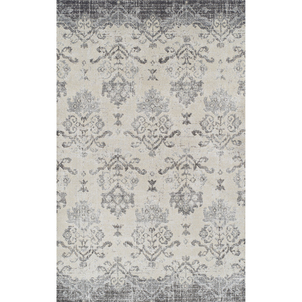 3 X 5 Gray and Ivory Oriental Area Rug Image 2