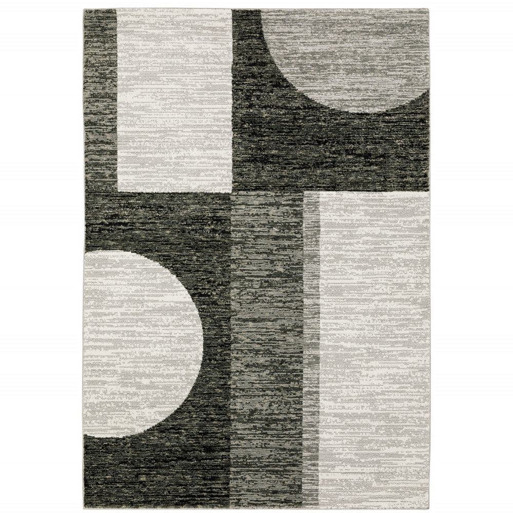 3 X 5 Gray and Ivory Geometric Power Loom Area Rug Image 2