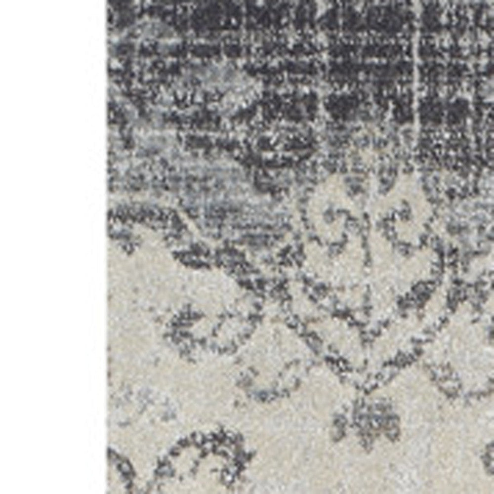 3 X 5 Gray and Ivory Oriental Area Rug Image 6