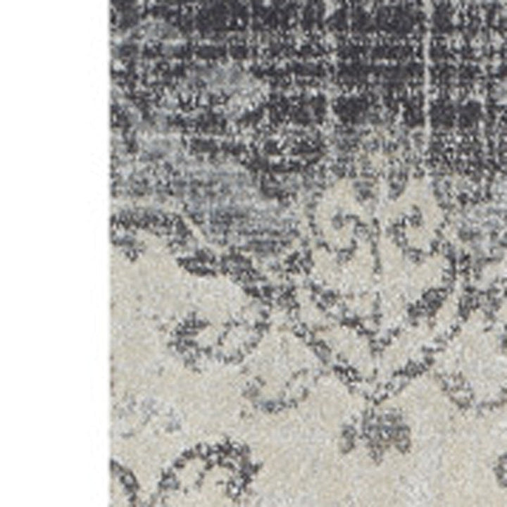 3 X 5 Gray and Ivory Oriental Area Rug Image 6