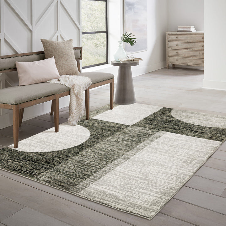 3 X 5 Gray and Ivory Geometric Power Loom Area Rug Image 10