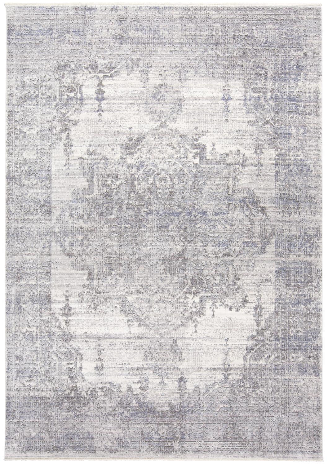 8 X 10 Gray Ivory And Taupe Abstract Distressed Area Rug With Fringe Image 1