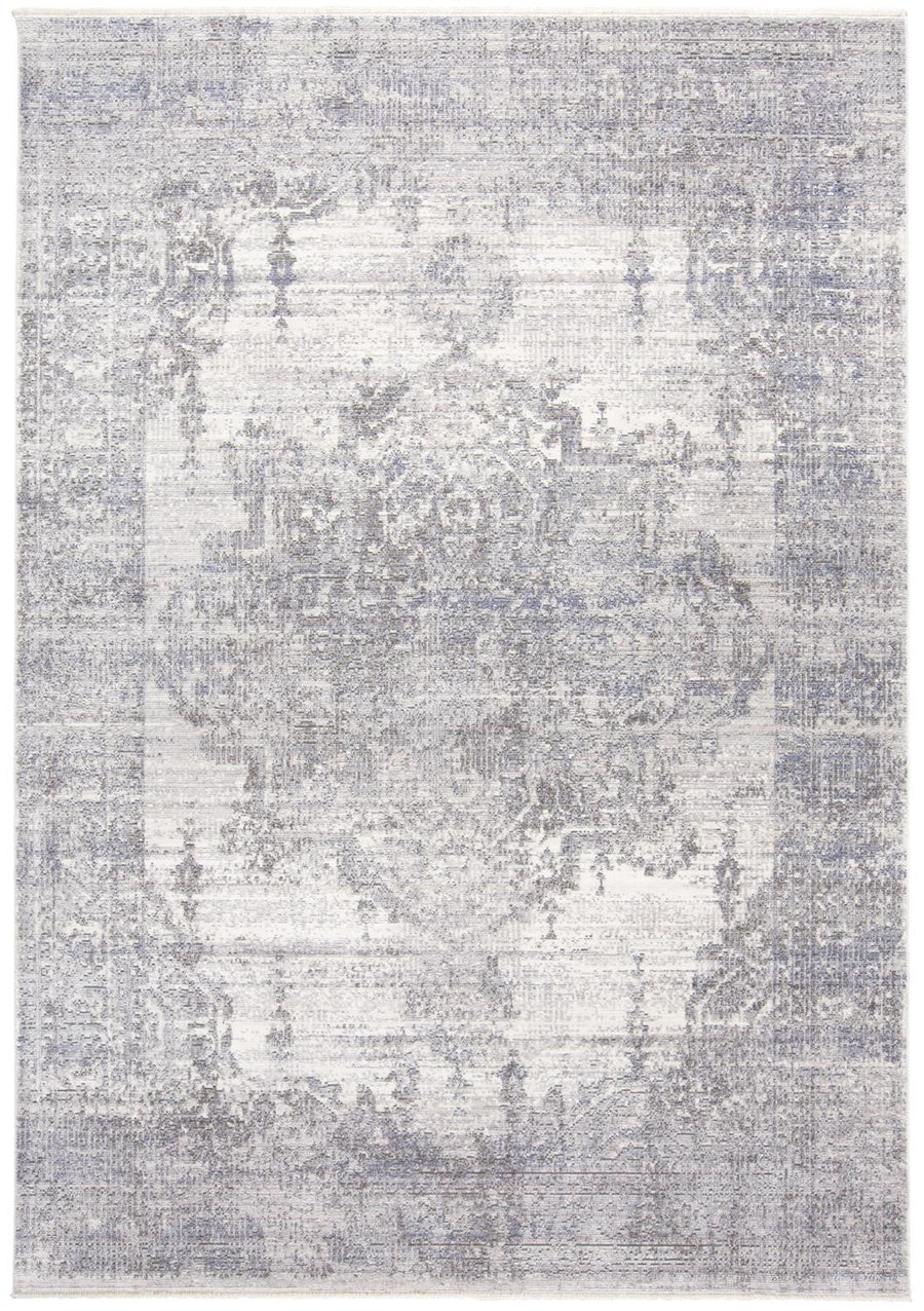 8 X 10 Gray Ivory And Taupe Abstract Distressed Area Rug With Fringe Image 1