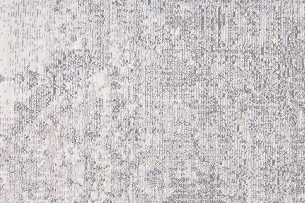 8 X 10 Gray Ivory And Taupe Abstract Distressed Area Rug With Fringe Image 2