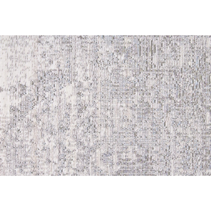 8 X 10 Gray Ivory And Taupe Abstract Distressed Area Rug With Fringe Image 1