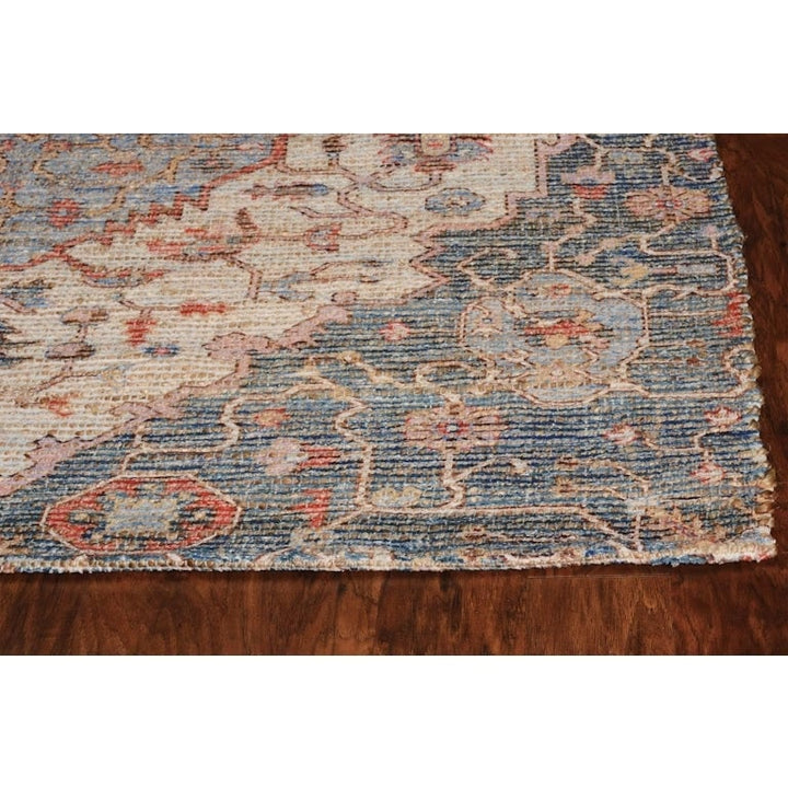 3 X 5 Blue and Beige Medallion Hand Woven Area Rug Image 1