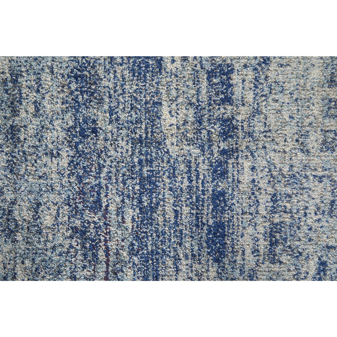 8 X 10 Blue And Ivory Abstract Power Loom Stain Resistant Area Rug Image 8