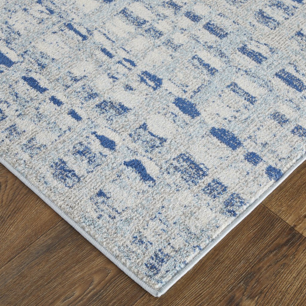 8 X 10 Blue And Ivory Abstract Power Loom Stain Resistant Area Rug Image 10