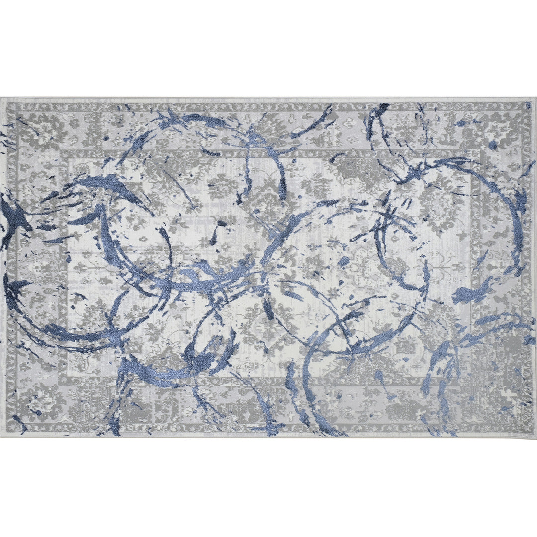 3 X 5 Blue and Gray Abstract Area Rug Image 12