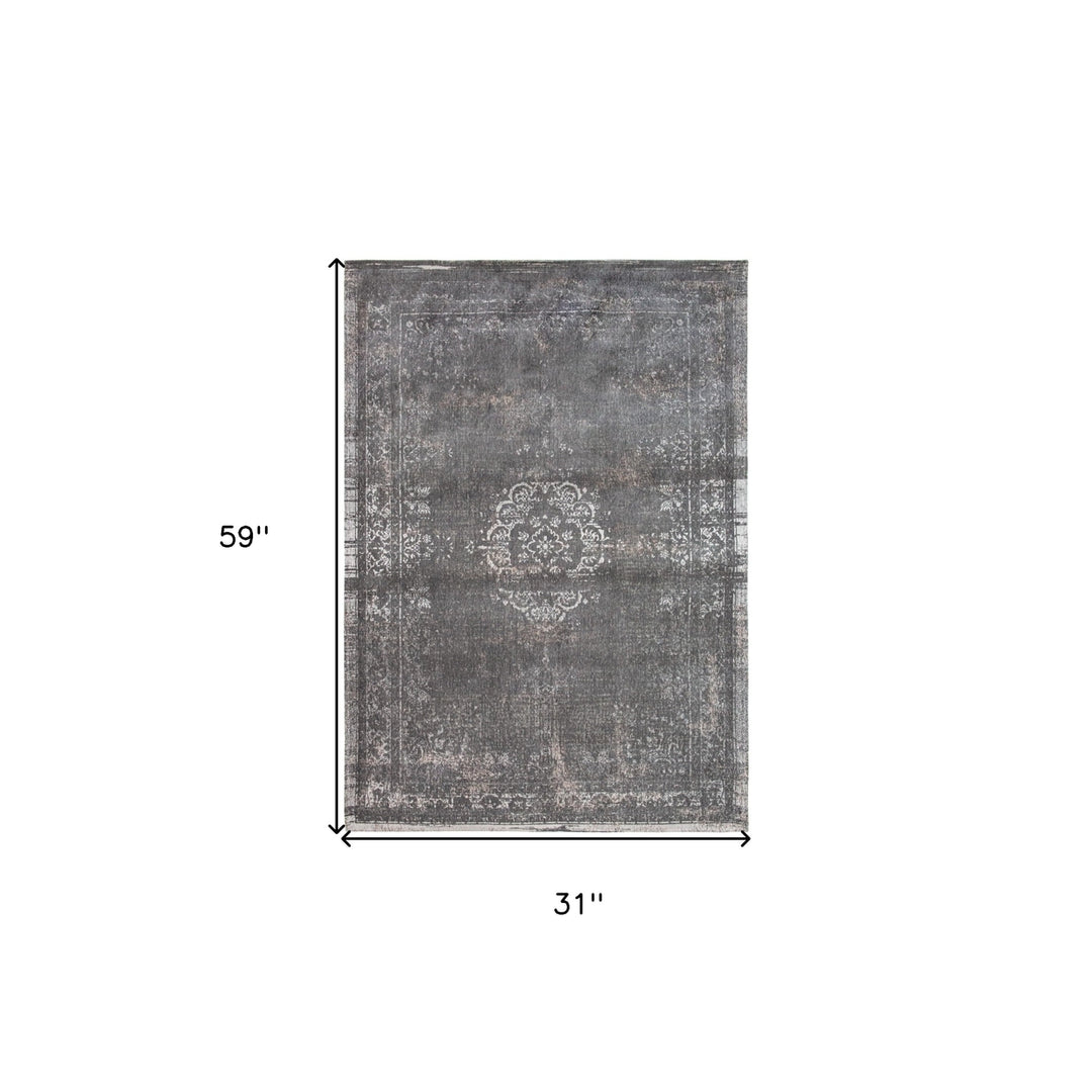 3 X 5 Gray Medallion Non Skid Area Rug Image 3