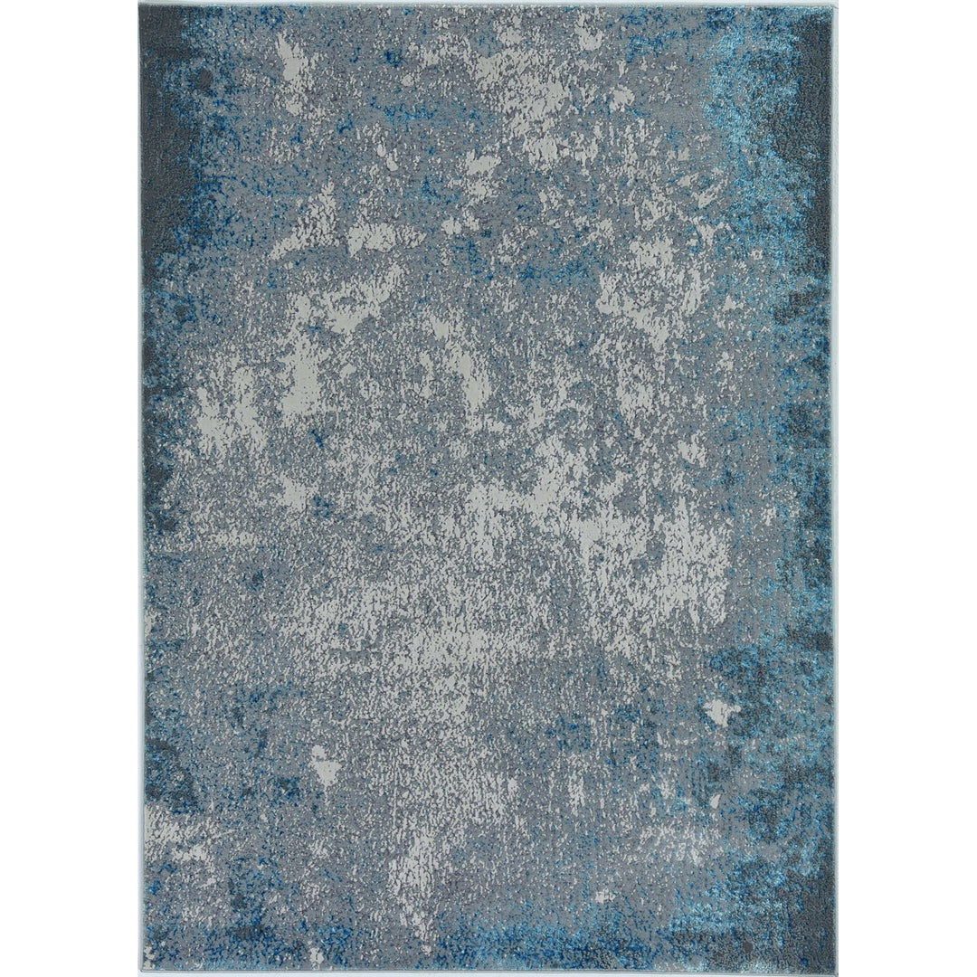 5X8 Silver Blue Machine Woven Abstract Smudge Indoor Area Rug Image 3