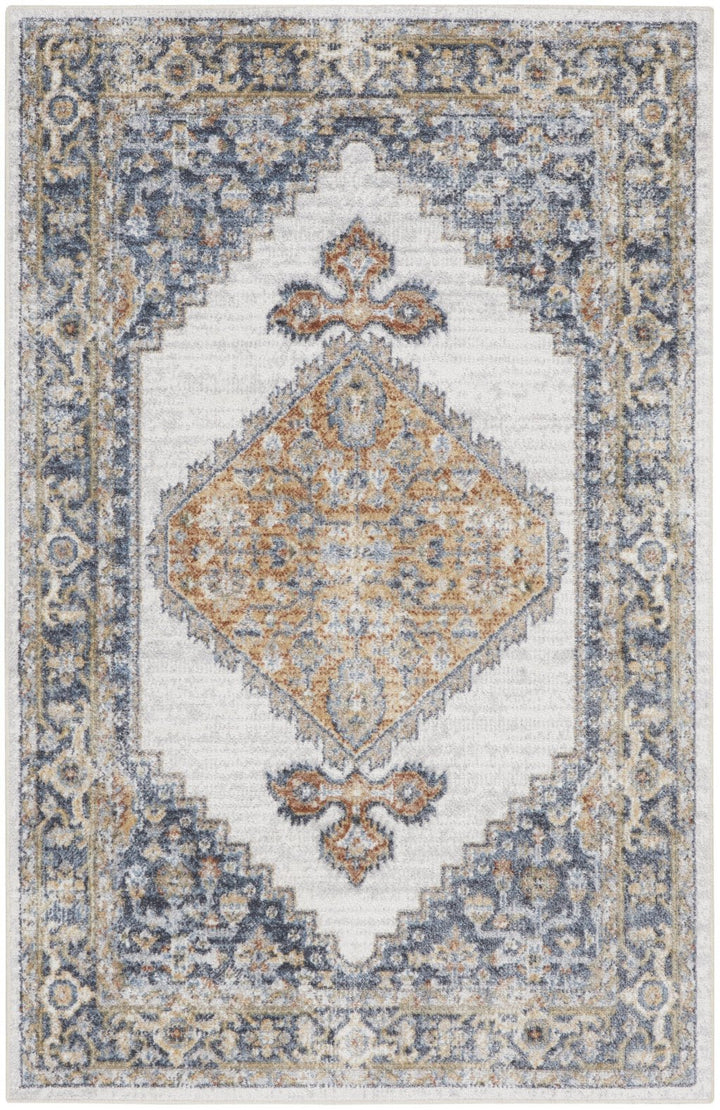 3 X 5 Gray Oriental Power Loom Distressed Washable Area Rug Image 1