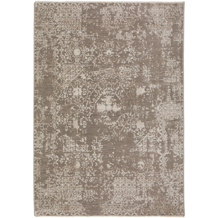 3 X 5 Gray Oriental Area Rug With Fringe Image 6