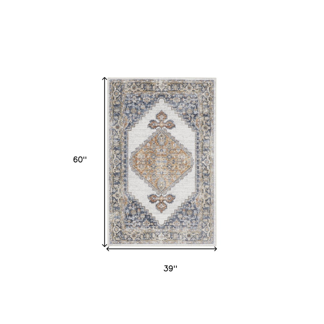 3 X 5 Gray Oriental Power Loom Distressed Washable Area Rug Image 6