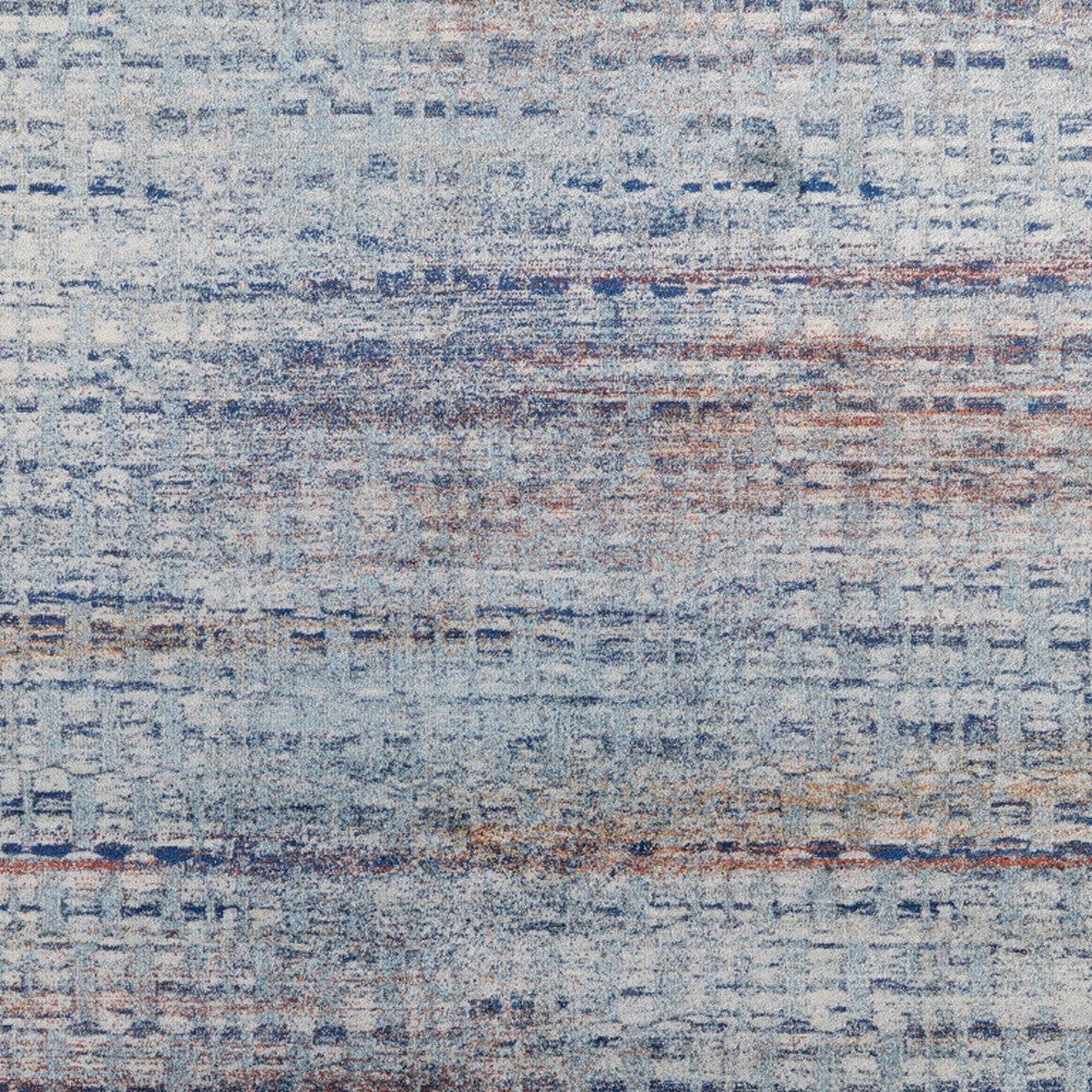 7 X 10 Blue Ivory And Orange Abstract Power Loom Stain Resistant Area Rug Image 6