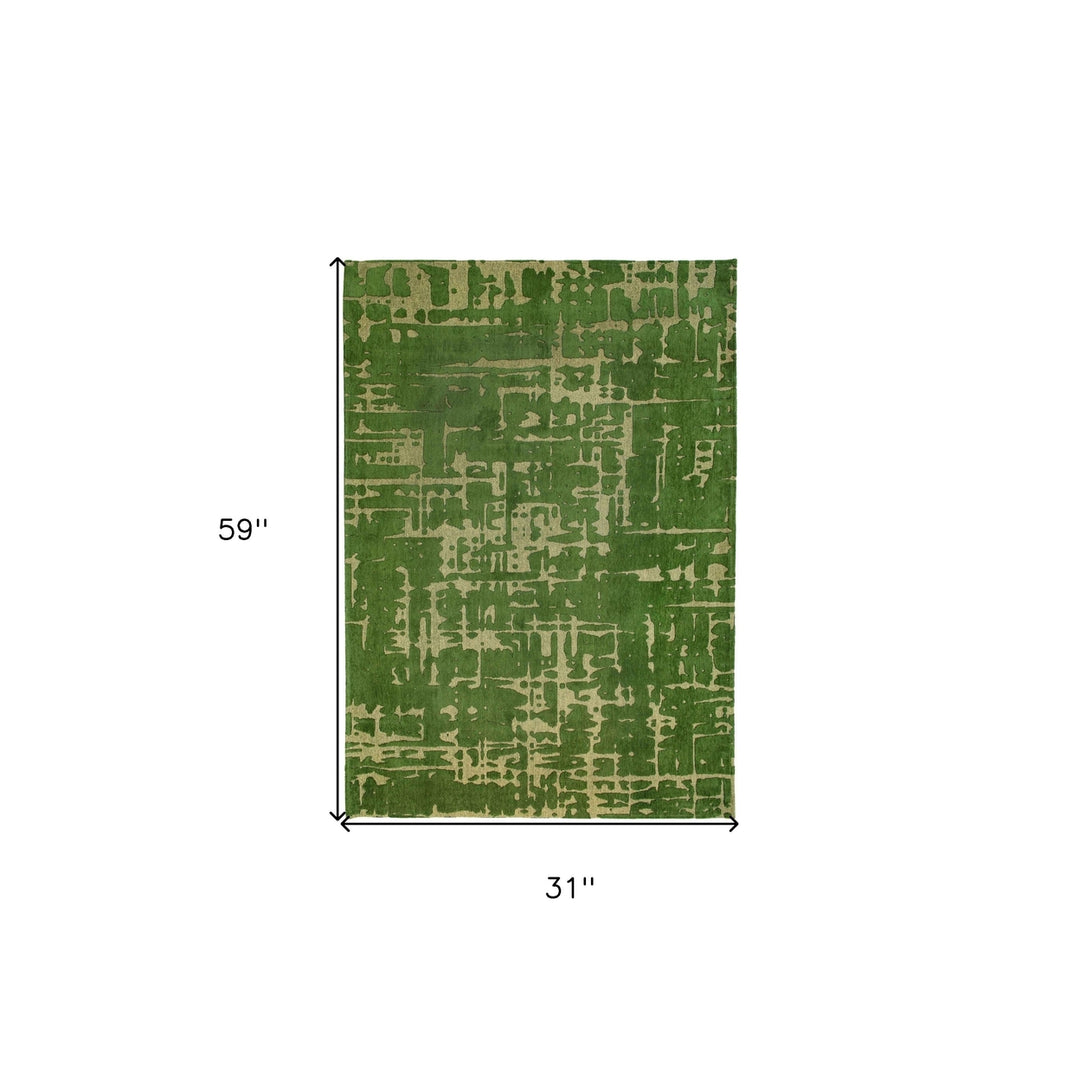 3 X 5 Green Abstract Non Skid Area Rug Image 3