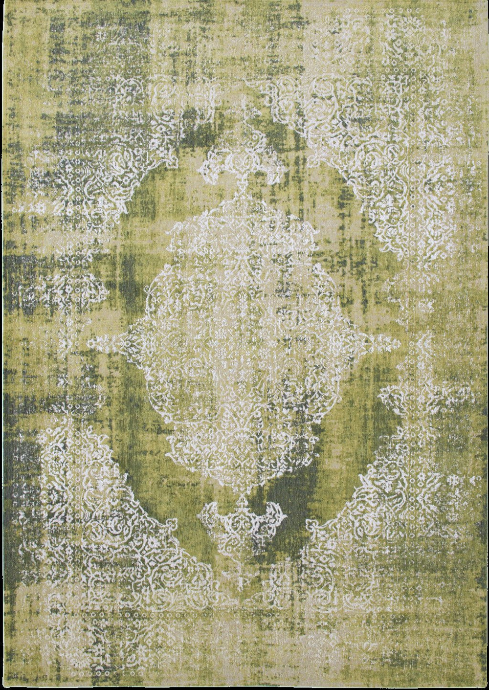 3 X 5 Green and White Oriental Non Skid Area Rug Image 2