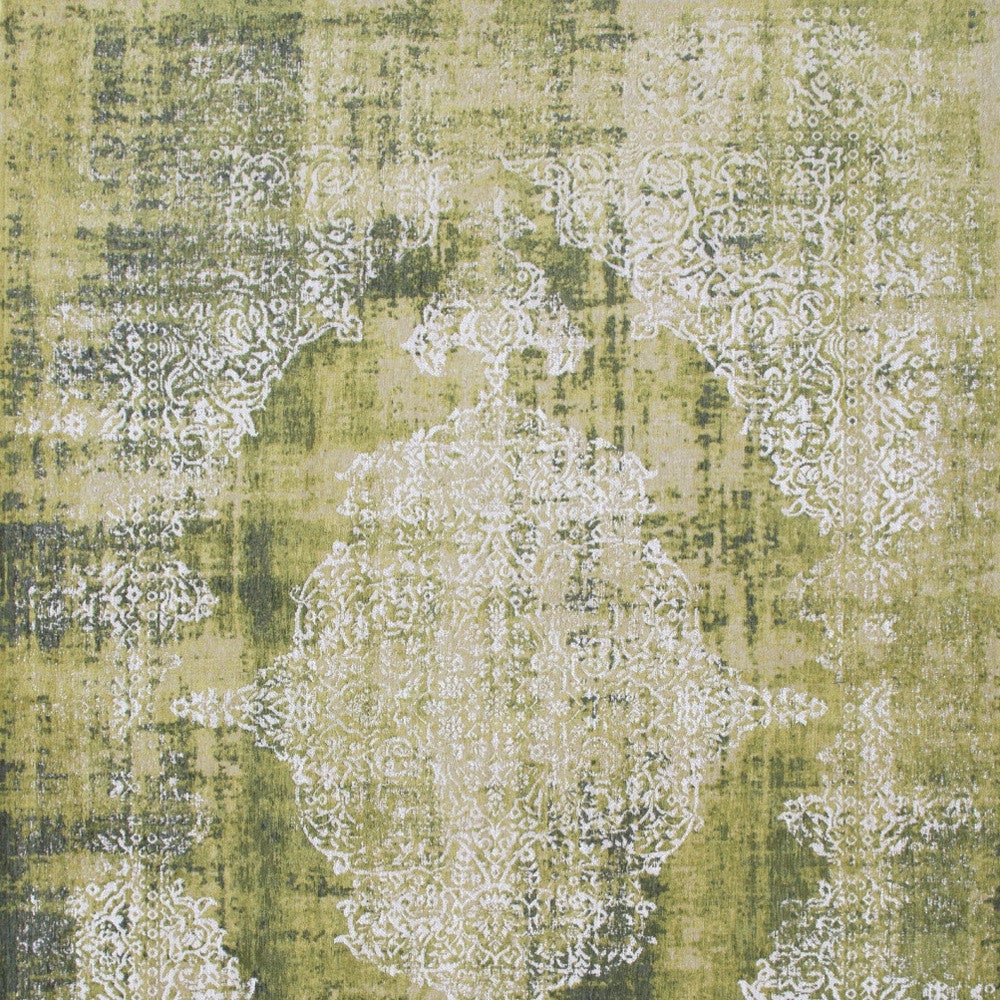 3 X 5 Green and White Oriental Non Skid Area Rug Image 6