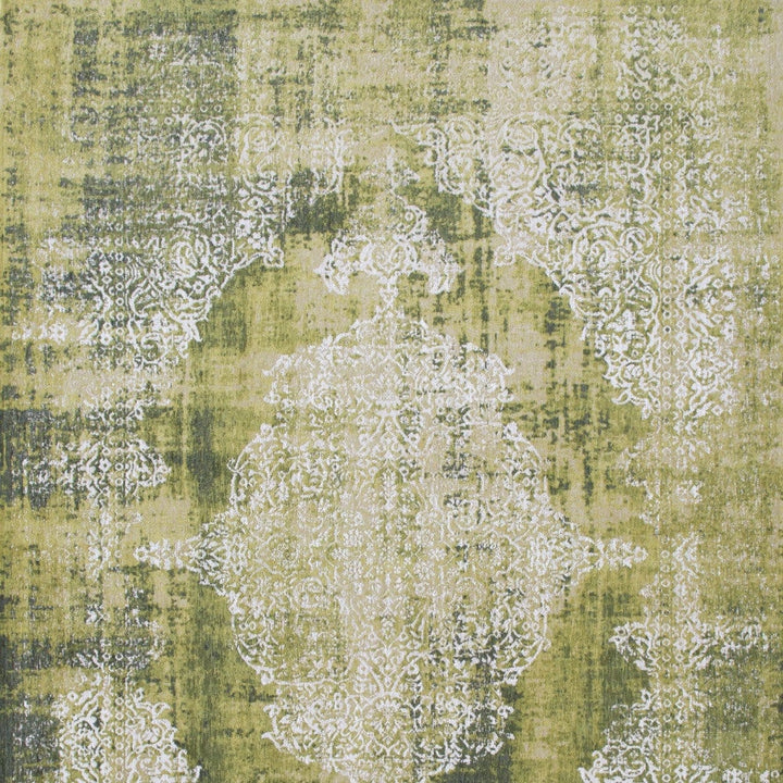 3 X 5 Green and White Oriental Non Skid Area Rug Image 6