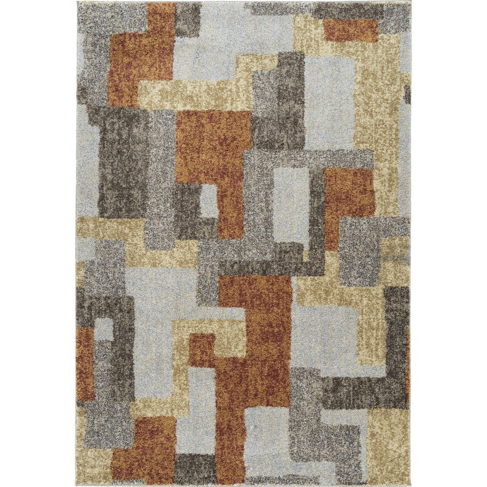 3 X 5 Grey And Brown Geometric Area Rug Image 2