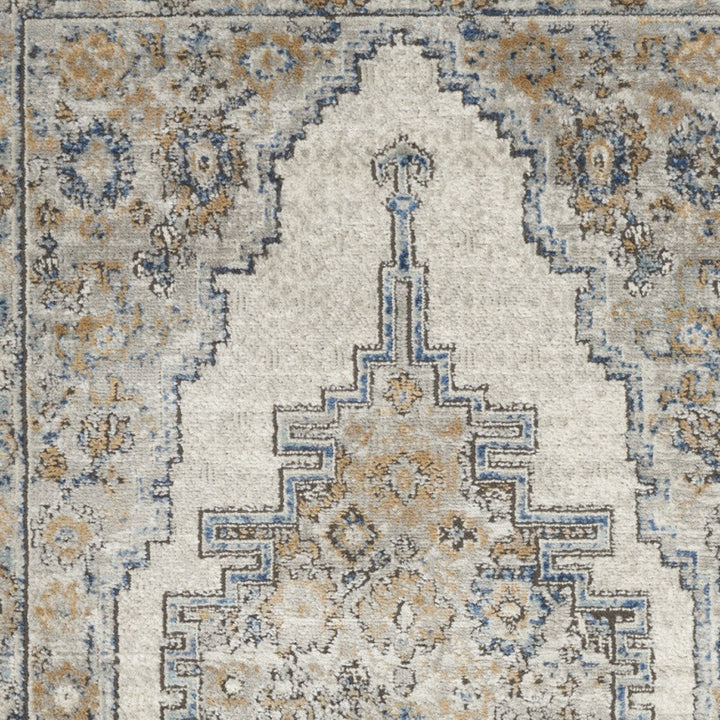 3 X 5 Grey And Light Blue Oriental Power Loom Non Skid Area Rug Image 3