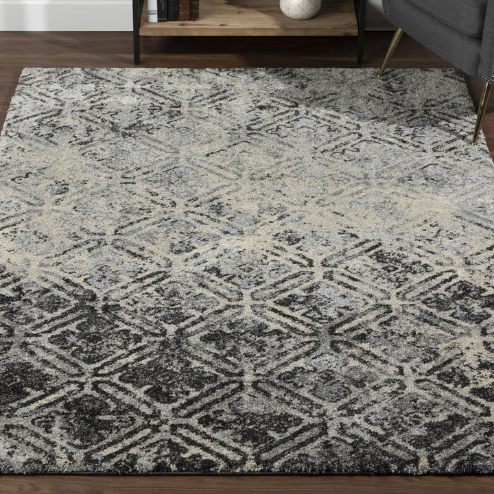 3 X 5 Grey Diamond Area Rug Image 5