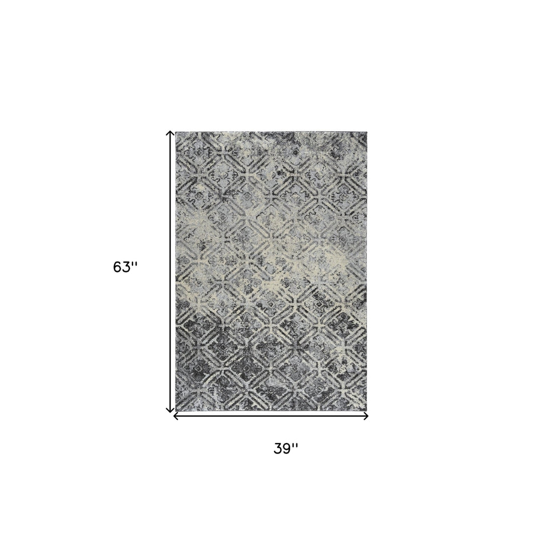 3 X 5 Grey Diamond Area Rug Image 8