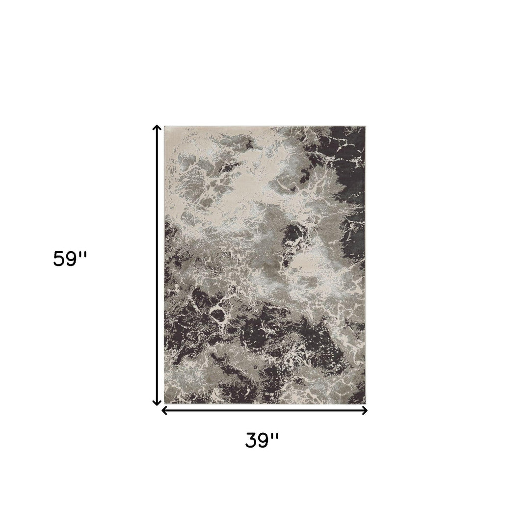 3 X 5 Silver Abstract Area Rug Image 1