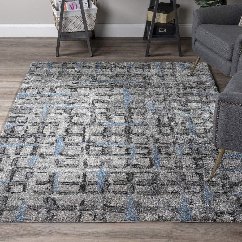 3 X 5 Grey Geometric Area Rug Image 7