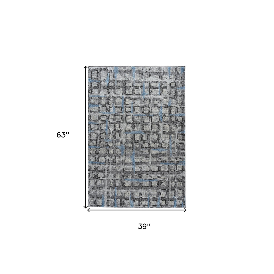 3 X 5 Grey Geometric Area Rug Image 8