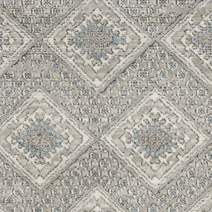 3 X 5 Grey Ivory And Blue Southwestern Power Loom Non Skid Area Rug Image 3