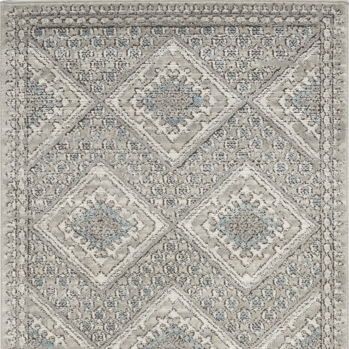 3 X 5 Grey Ivory And Blue Southwestern Power Loom Non Skid Area Rug Image 4